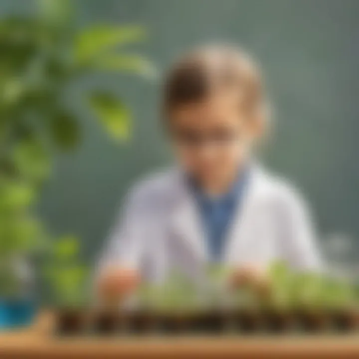 Preschooler observing plant growth experiment