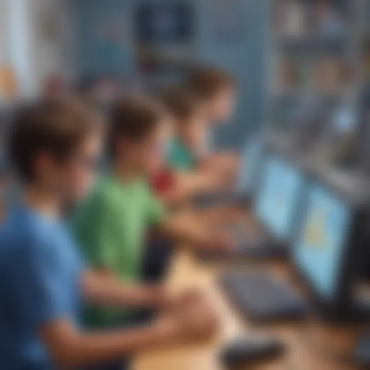 Kids programming on computers