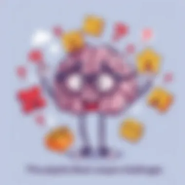 A whimsical depiction of a cartoon brain wearing glasses, showcasing a variety of fun puzzles around it.