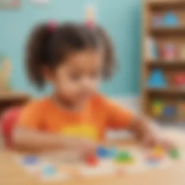 Preschooler exploring geometric shapes in a steam math activity