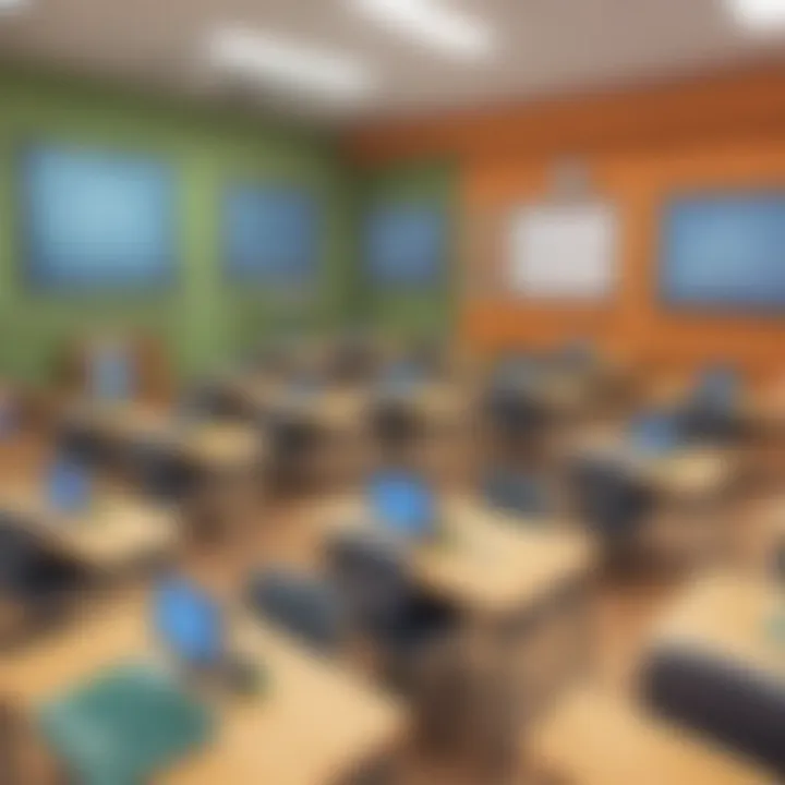 Illustration showcasing a virtual math classroom environment for elementary school kids