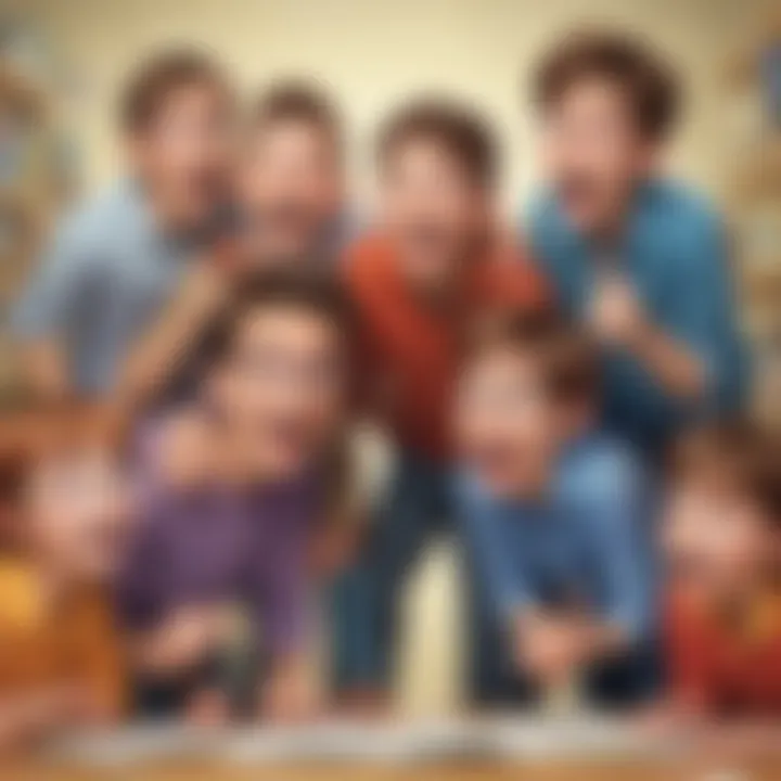 A group of kids engaged in a comedic team-building activity
