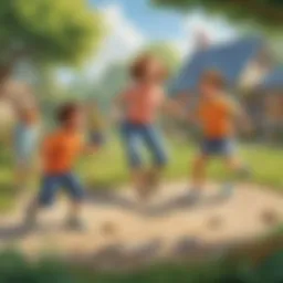 Children enjoying a laughter-filled game outdoors