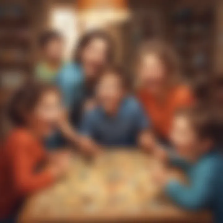 Playful board game session with children laughing