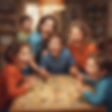 Playful Board Game Excitement Playful board game session with children laughing