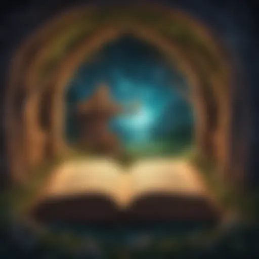 Illustration of a magical book with glowing pages