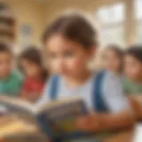 A child captivated by a storybook during a classroom activity