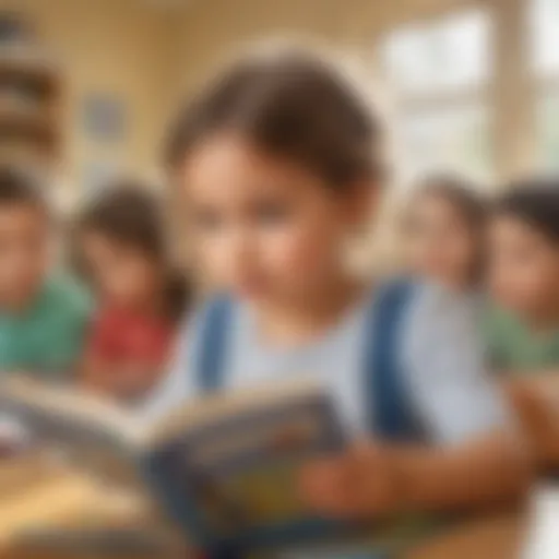 A child captivated by a storybook during a classroom activity
