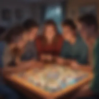 A group of teens participating in a board game night, promoting social interaction