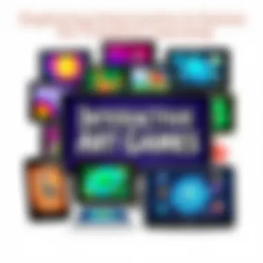 A collage showcasing various interactive art games on digital devices