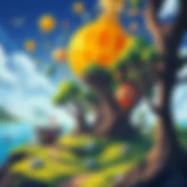 An imaginative landscape created through an interactive art game, illustrating creativity