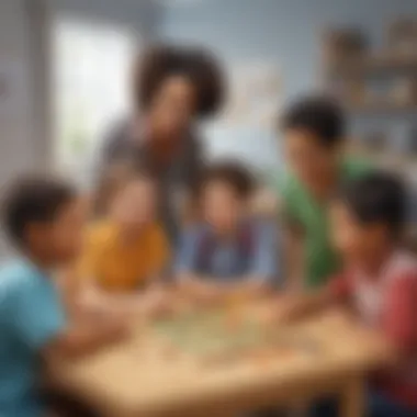 Diverse Group of Children Playing Educational Game