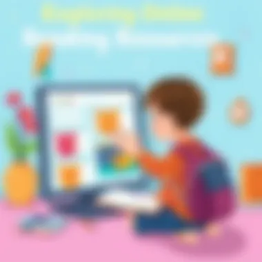 Exploring Online Reading Resources Child navigating an online reading platform