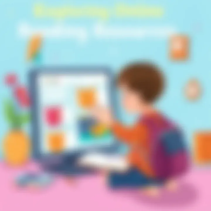 Exploring Online Reading Resources Child navigating an online reading platform