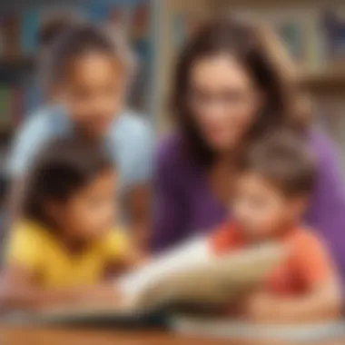 Guidance in Literacy Development Educator guiding children in reading comprehension