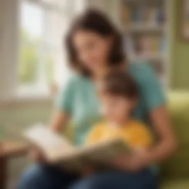 Parent reading with a child at home
