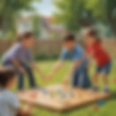 Group of kids playing a cooperative game