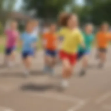 Children participating in a relay race