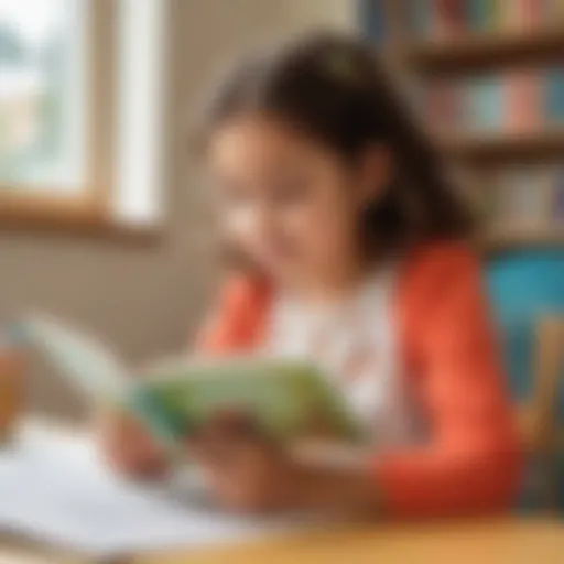 Kindergarten student engaged in reading activities