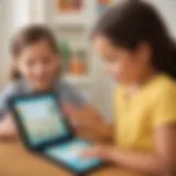 Child engaging with a tablet displaying sight words