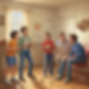 Social Bonding Through Humor Children engaging in a group activity telling jokes.
