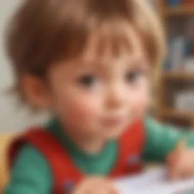 Close-up of a child successfully identifying letters in the game