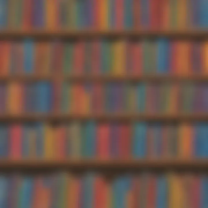 An array of colorful math books displayed on a bookshelf.