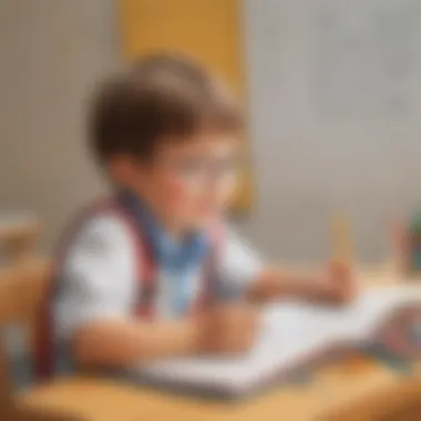 Enthusiastic Exploration of Basic Arithmetic Illustration of a young child enthusiastically solving basic arithmetic problems