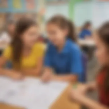Interactive Learning with Math Worksheets Illustration of elementary school children engaging with math fact addition worksheets