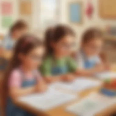 Young Minds Mastering Addition Skills Illustration of kids solving addition problems