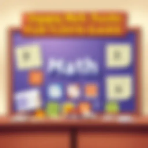 A colorful math puzzle board displaying various engaging puzzles for classroom use.