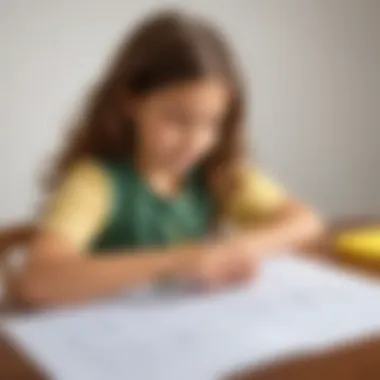 Illustration of a child engaging with a printable math sheet