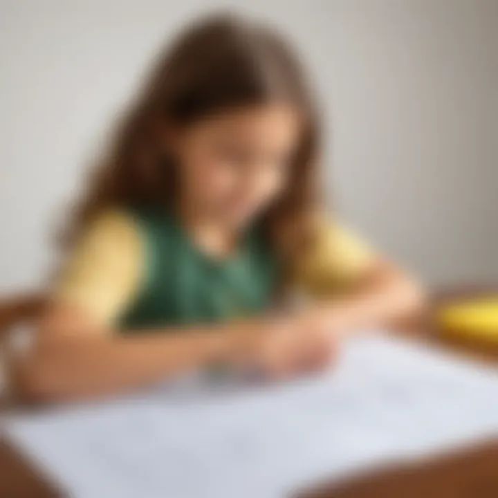 Illustration of a child engaging with a printable math sheet