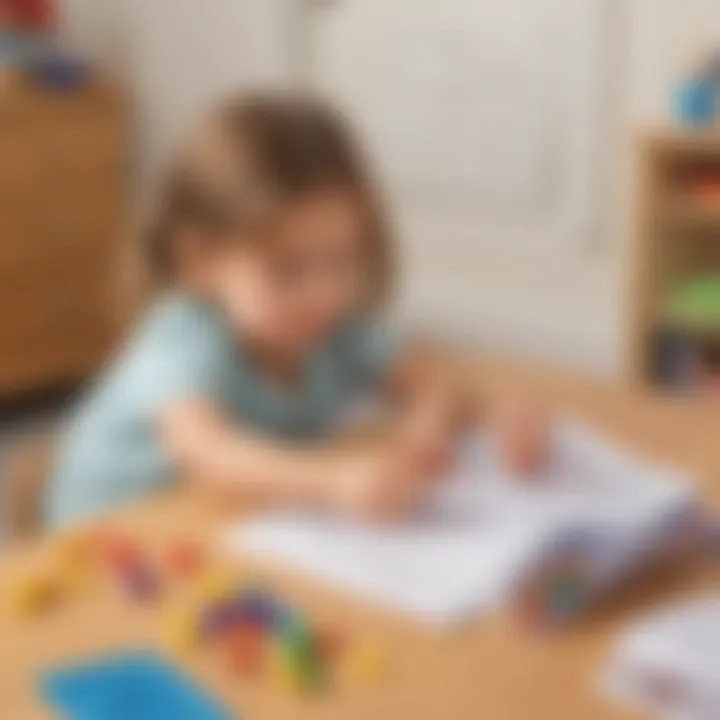 Kindergarten student counting objects in a math word problem