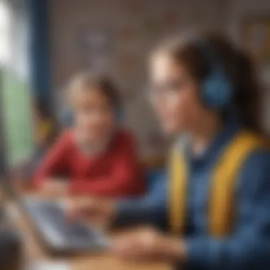 Children interacting with a computer while playing educational maths games