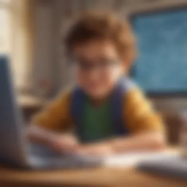 Child Solving Maths in a Fun Way A cheerful kid solving a math problem in an interactive online environment
