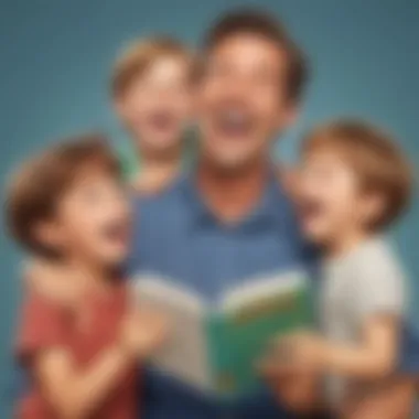 Sharing Laughter A parent sharing a dad joke with children