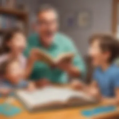 Storytime with Humor Children engaged in a storytelling session featuring dad jokes