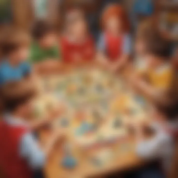 Children collaborating and strategizing during a board game play.