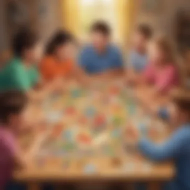 A group of kids engaged in a hilarious board game session at a table.