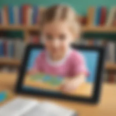 Interactive Learning Platform Illustration of a digital tablet showcasing educational non-fiction content