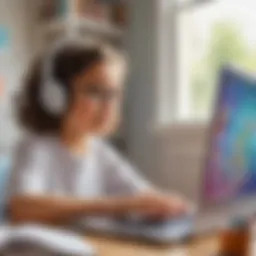 Child engaged in a virtual learning session