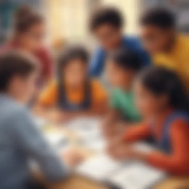Group of children collaborating online