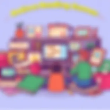 Illustration of various online reading game categories