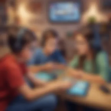 Children engaging with educational online games on their devices