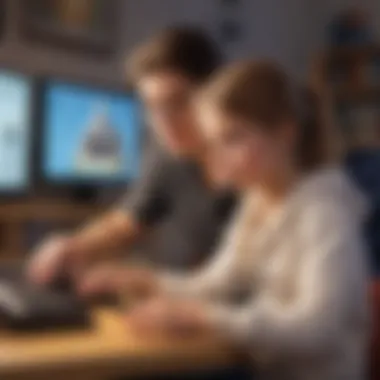 Guidance for Safe Online Gaming A parent guiding their child through safe online gaming options
