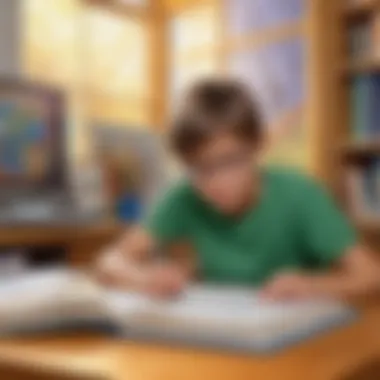 Exploration of Creative Writing Prompts Elementary student exploring creative writing prompts online