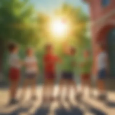 Red Light, Green Light Game A group of children engaged in a game of Red Light, Green Light under the sun