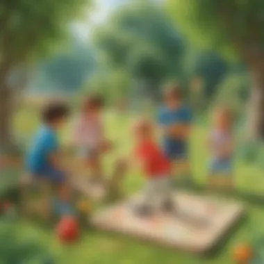 Creative Playtime Outdoors Preschoolers participating in a creative outdoor game