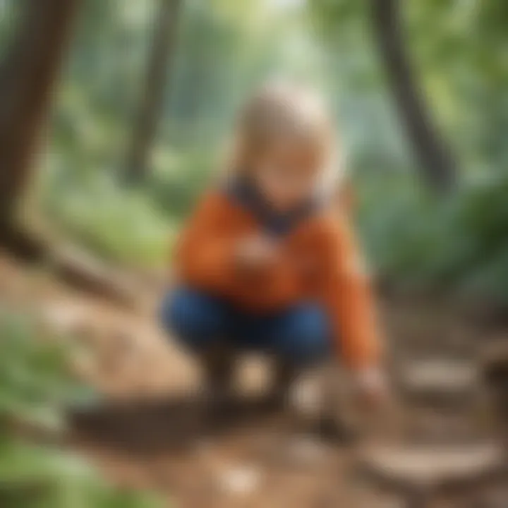 Child exploring nature in outdoor playgroup